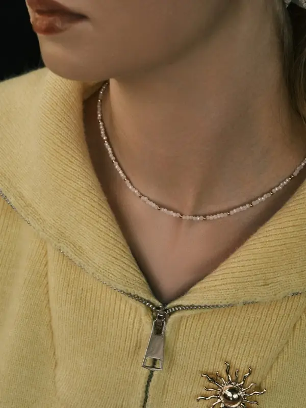 Чокер из бисера «Хрусталь», разноцветный в золоте, 37 см + 5 см доп, цепочка