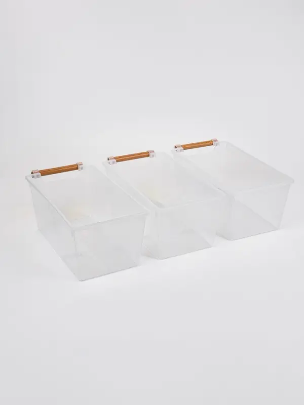 Корзины для хранения Wood Fusion, набор 3 шт.: 33&times;18&times;14 см, пластик, буковое дерево