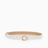 Ремень жен 05-01-01-01, Июнь2510, 2,9*0,3*110 см, без винта, пряж золото, 1 прокол, белый