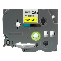 Картридж Vell VL-631CH(с чипом,12 мм,черный/желтом) для PT-100E/100ECH/D200
