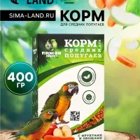 Корм &laquo;Пижон&raquo; для средних попугаев, с овощами и фруктами, 400 г