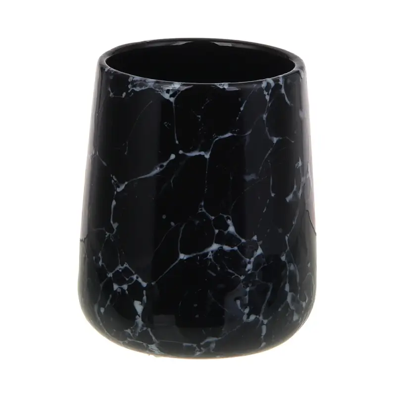 VETTA Стакан для ванной комнаты, 400 мл, 10,5x9x9 см, керамика, "Космос", мрамор черный