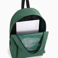 Рюкзак школьный на молнии, с карманом, однотонный, размер 30&times;14&times;41 см, насыщенно-зелёный