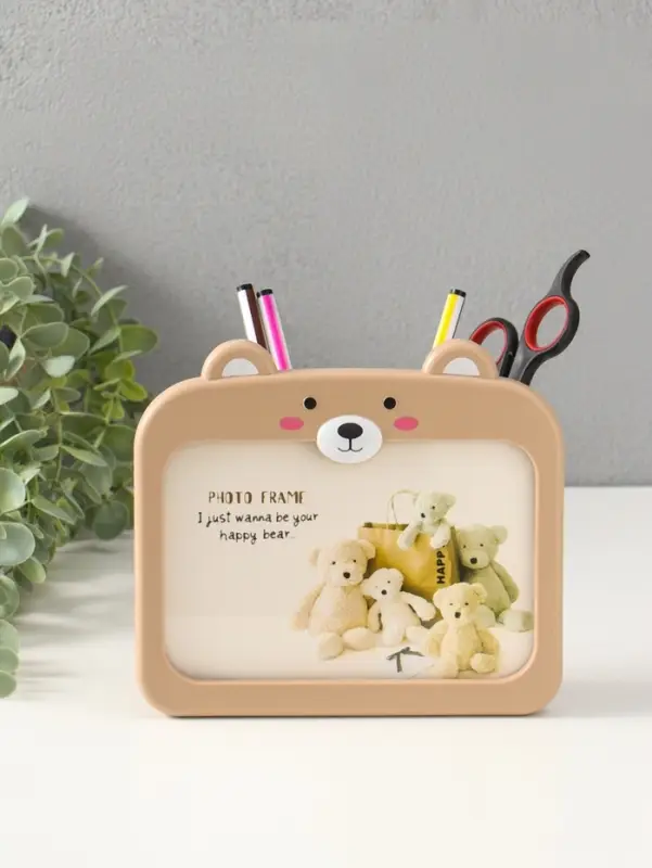 Фоторамка пластик карандашница 10х15 см "Мишутка" бежевый 5х17,2х15,3 см