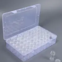 Органайзер для хранения мелочей, 60 баночек, в контейнере, 28&times;17&times;5.5 см, прозрачный