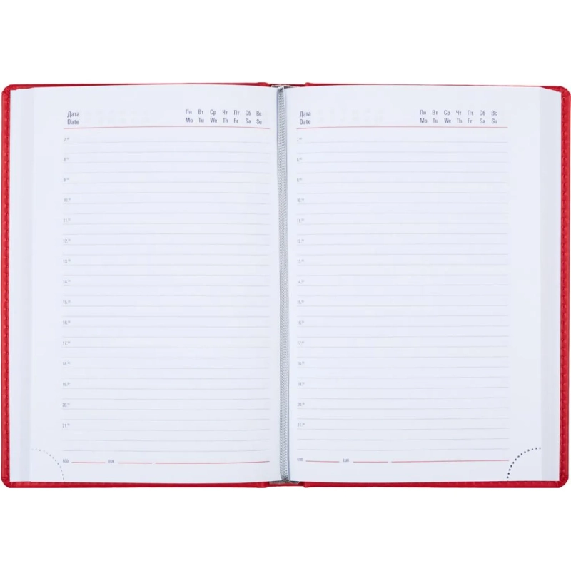 Ежедневник недатированный красный,А5,143х210мм,176л,ATTACHE Сиам