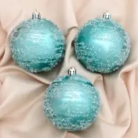 Ёлочные игрушки &laquo;Джейн&raquo;, шары новогодние, набор 3 шт., d=8 см, голубой