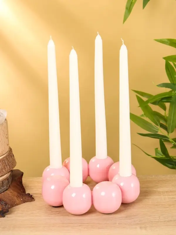 Подсвечник на 4 свечи  Подсвечник на 4 свечи "Бусы" с 8 сферами, зефир 19х19х5,5 см