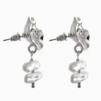 Серьги жемчуг "Цветы кувшинки", цвет белый в серебре Серьги жемчуг "Цветы кувшинки", цвет белый в серебре