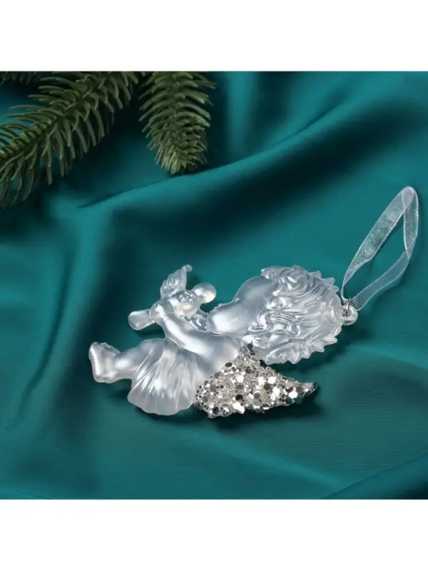 Ёлочная игрушка &laquo;Зимнее волшебство. Ангелочек с голубем&raquo; пластик, 10&times;7 см, белый