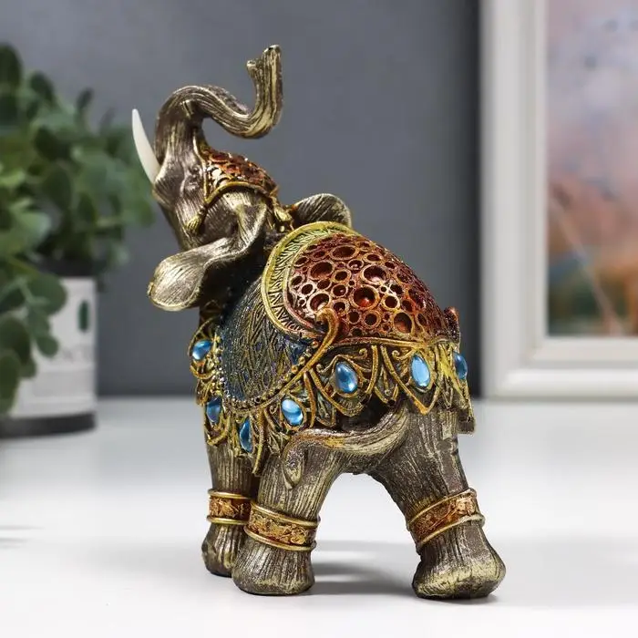 Фигурка полистоун &laquo;Слон в синей попоне с сапфирами&raquo;, 14&times;13&times;6 см, МИКС