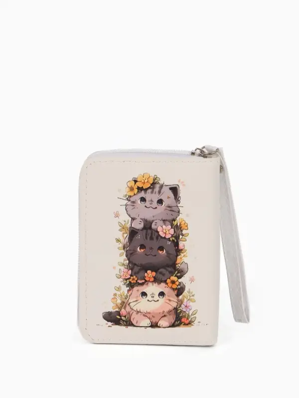 Кошелек дет 07-01-01 Июнь2527 кот, 12*1,5*9 см, 2 отд+отд/молн, д/карт, белый