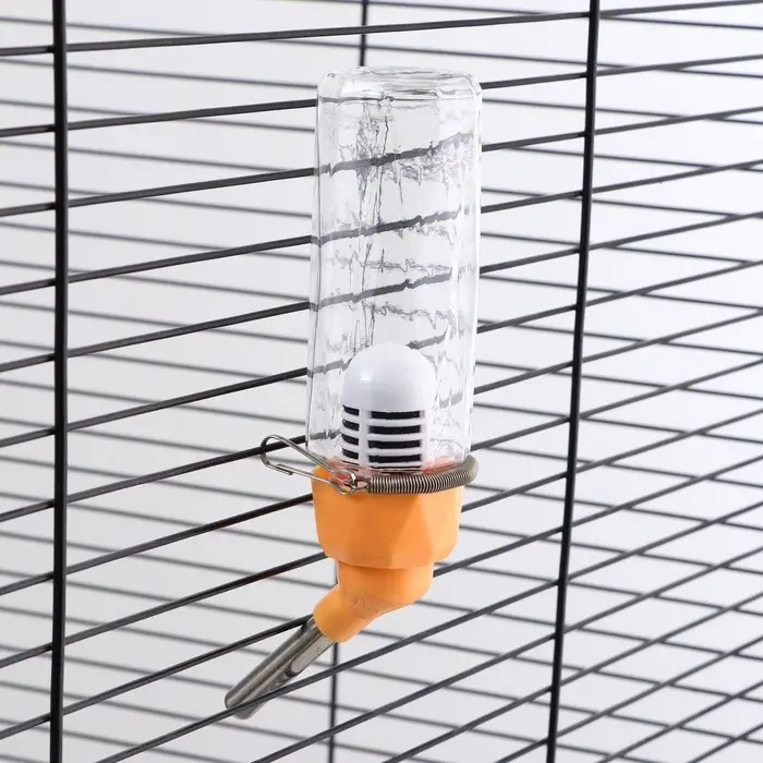 Поилка для грызунов, 80 мл, крепление-пружинка, оранжевая