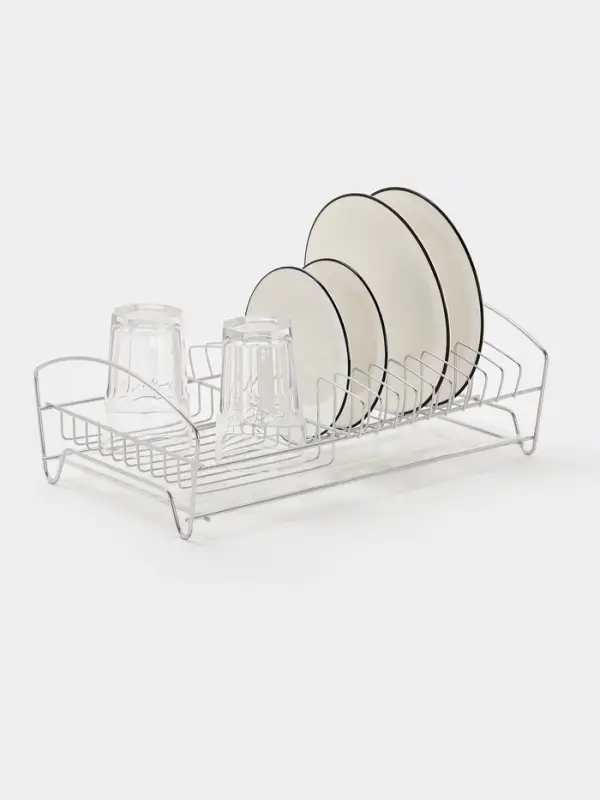 Сушилка для тарелок и кружек с поддоном 39*25*12 см, цвет хром
