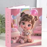 Фотоальбом на 80 фото 10х15 см "Малышка в розовой комнате, с мишкой" в коробке 5х19х22,8 см   109627