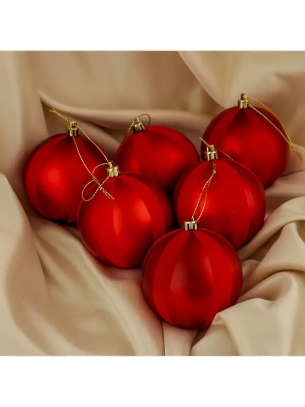 Ёлочные шары &laquo;Бархат&raquo;, новогодние, d=8 см, набор 6 шт., красный
