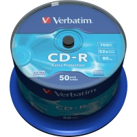 Носители информации CD-R, 52x, Verbatim Extra Protection, Cake/50, 43351