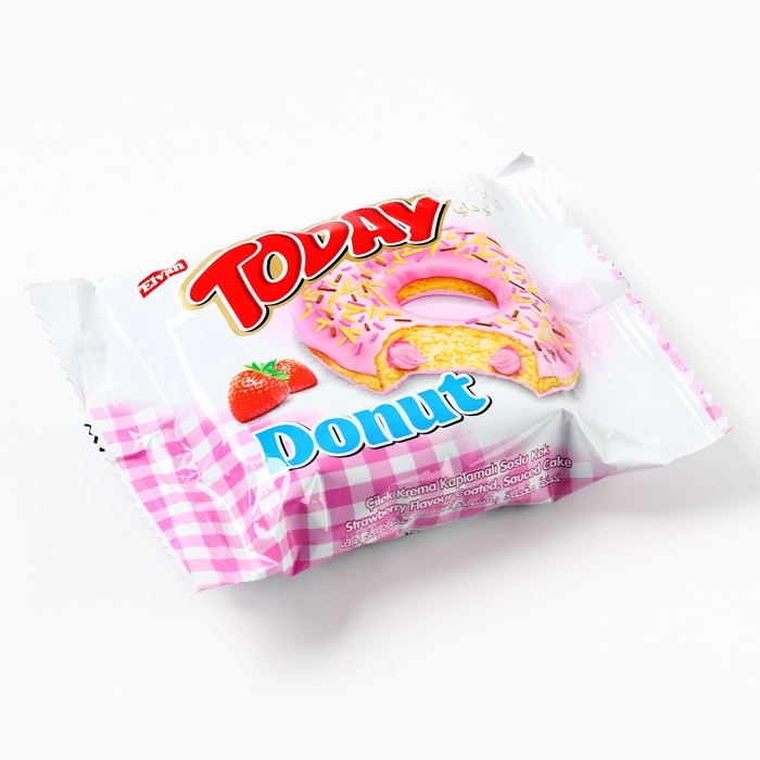 Печенье пончик &laquo;Клубничный взрыв&raquo; с клубникой, 40 г.