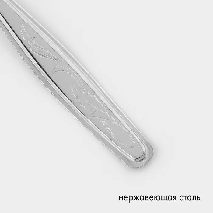 Ложка столовая &laquo;Силуэт&raquo;, длина 20 см, толщина 1 мм, упрощённой обработки, цвет серебряный