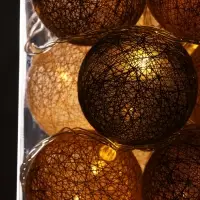 Гирлянда &laquo;Нить&raquo; 5 м с насадками &laquo;Клубки кремовые&raquo;, IP20, прозрачная нить, 20 LED, свечение тёплое белое, 220 В