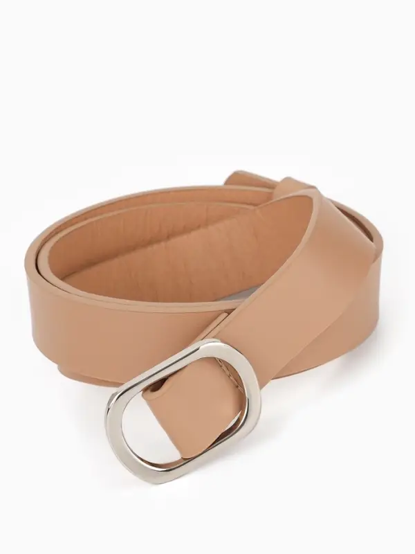 Ремень женский, затяжка, 2.5&times;110 см, без винта, серебристая пряжка, бежевый