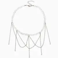 Колье &laquo;Дуга и водопад&raquo;, L=30 см, белое в серебре