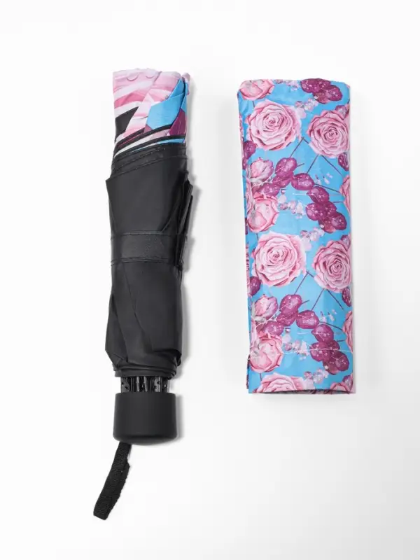 Зонт механический &laquo;Розы&raquo;, эпонж, 4 сложения, 8 спиц, R=48/55 см, d=96 см, МИКС