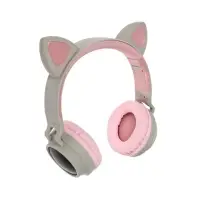 Наушники беспроводные, накладные, с ушками кошки, Hoco W27, Bluetooth 5.0, с микрофоном, с подсветкой, 300 мАч, серые