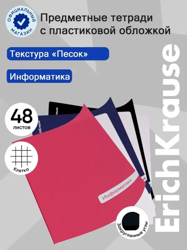 Тетрадь 48 листов в клетку &laquo;Информатика&raquo; ErichKrause Classic, с пластиковой обложкой, МИКС