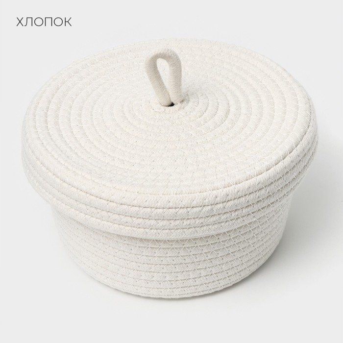 Корзина для хранения плетёная ручной работы LaDо́m «Бэлл», 21×21×11 см, цвет бежевый Корзина для хранения плетёная ручной работы LaDо́m «Бэлл», 21×21×11 см, цвет бежевый