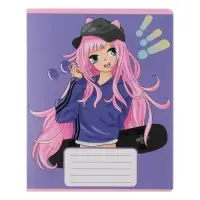 Комплект тетрадей из 10 штук, 12 листов в частую косую линию Calligrata "Аниме", обложка мелованный картон, ВД-лак, блок офсет, 5 видов по 2 штуки