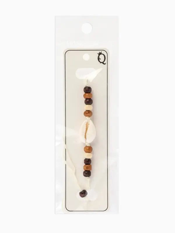 Браслет на нити &laquo;Ракушка и бусины&raquo;, d=7 см, бежево-коричневый