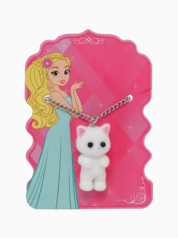 Кулон детский &laquo;Выбражулька. Котёнок&raquo;, 40 см, белый в серебре