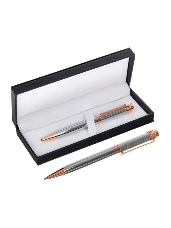 Ручка подарочная Calligrata. VIP, шариковая, поворотная, в футляре кожзам, корпус серебристый с золотым