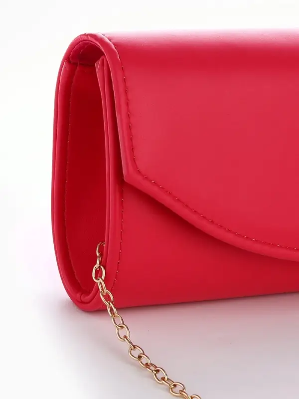 Сумка-клатч женская вечерняя на магните, на длинной цепочке, однотонная, фуксия