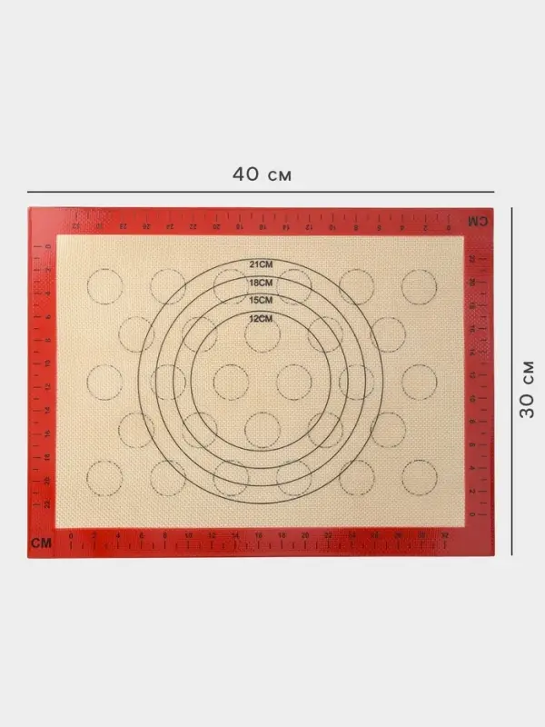 Коврик для выпечки и раскатки теста с разметкой &laquo;Пекарь&raquo;, армированный, двусторонний, силикон, 30&times;40 см, бежевый