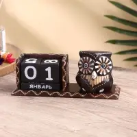 Вечный календарь настольный &laquo;Сова&raquo;, 22&times;7&times;11 см, дерево