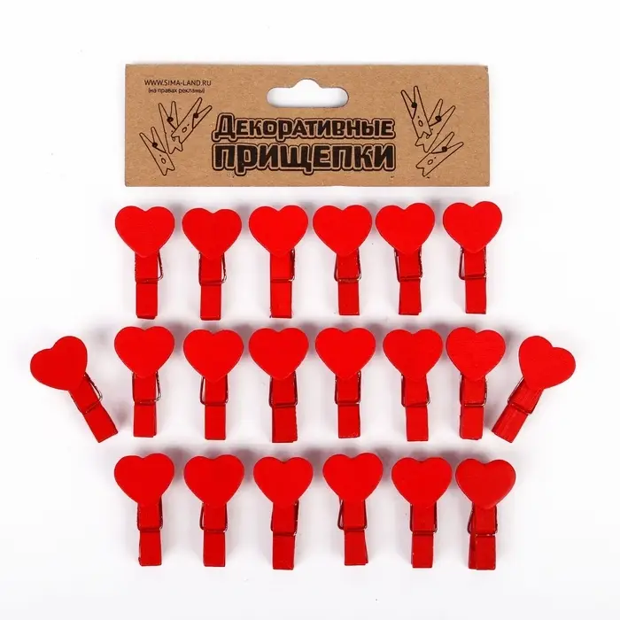 Прищепки декоративные &laquo;Сердечки&raquo; набор 20 шт.