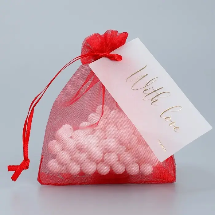 Мешочек подарочный органза бордовый &laquo;Бордо&raquo;, с шильдиком, 10 х 12 см +/- 1.5 см