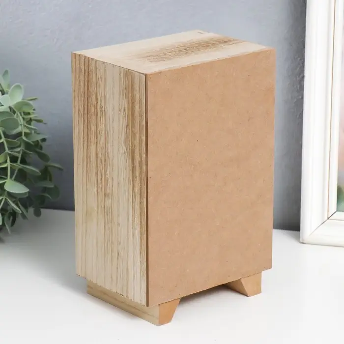 Шкатулка дерево комод 2 ящика "Дерево и птичка" бежево-белая 10х14х22 см