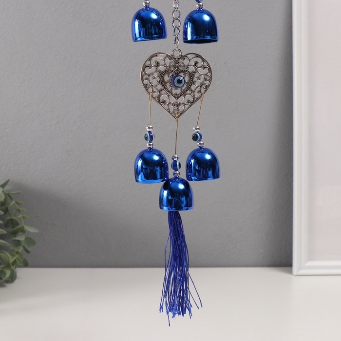Музыка ветра металл от сглаза Музыка ветра металл от сглаза "Ажурное сердце" 5 колокольчиков 5,5х45 см