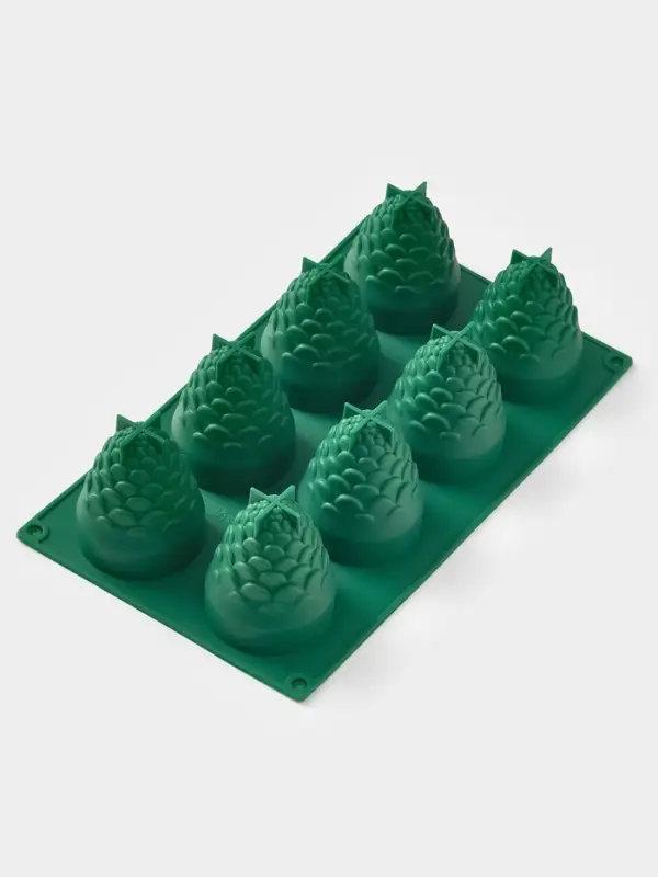 Форма для выпечки 8 ячеек Форма для выпечки 8 ячеек "Шишки" 29,8х17,3х7,5 см, цвет зелёный