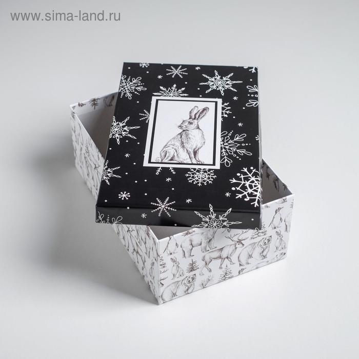 Набор подарочных коробок 5 в 1 «Черно-белый», 32,5 х 20 х 12,5 - 22 х 14 х 8,5 см, Новый год