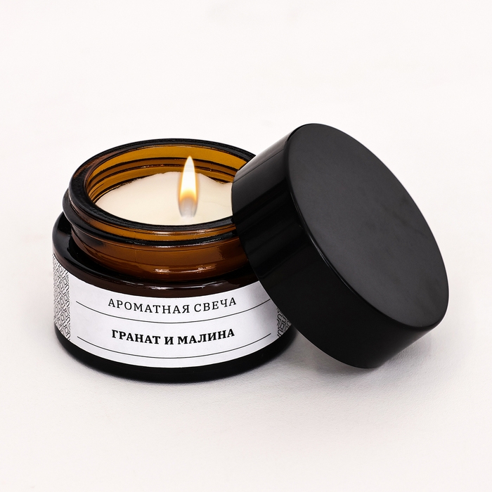 Свеча ароматическая в банке  Свеча ароматическая в банке "Гранат и малина", соевый воск, 12 г