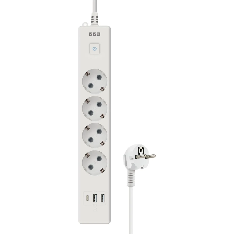 Удлинитель Power Cube, 4р/1.9м выкл.,3USB, 3.5кВт,16А,3x1,0 белый(PC-6-2M)