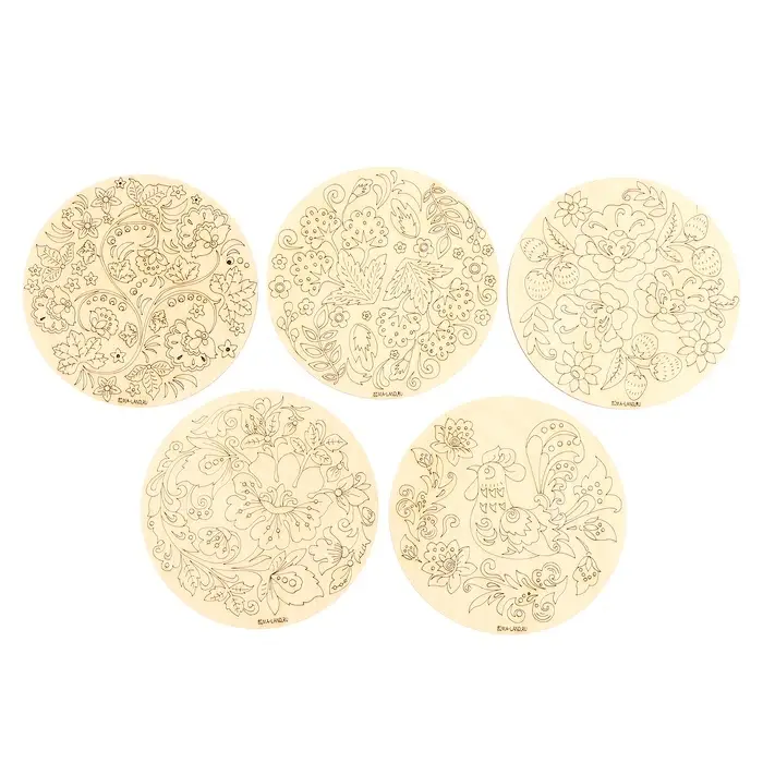 Роспись по дереву &laquo;Русские узоры&raquo;, хохлома, 5 шт., заготовки для творчества