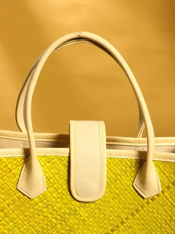 Сумка плетёная на застёжке из пандана, 35×12×40 см, жёлтая Сумка плетёная на застёжке из пандана, 35×12×40 см, жёлтая