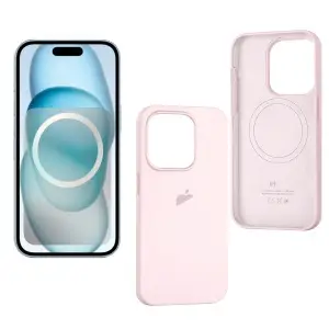 Чехол для iPhone 15 Pro Silicone Case 100% ORG (MagSafe + анимация NFC) c LOGO Light Pink