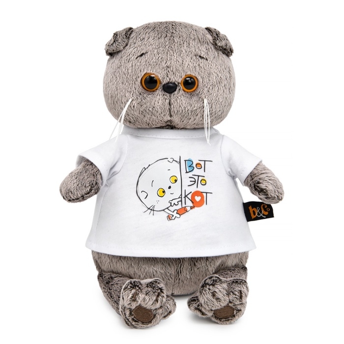Мягкая игрушка «Кот Басик в футболке с принтом», 19 см Мягкая игрушка «Кот Басик в футболке с принтом», 19 см