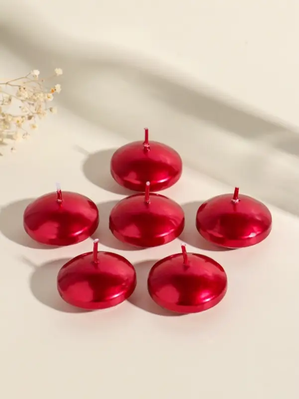 Набор свечей плавающих &laquo;Овал&raquo;, 6 шт., красный металлик, 4&times;2 см